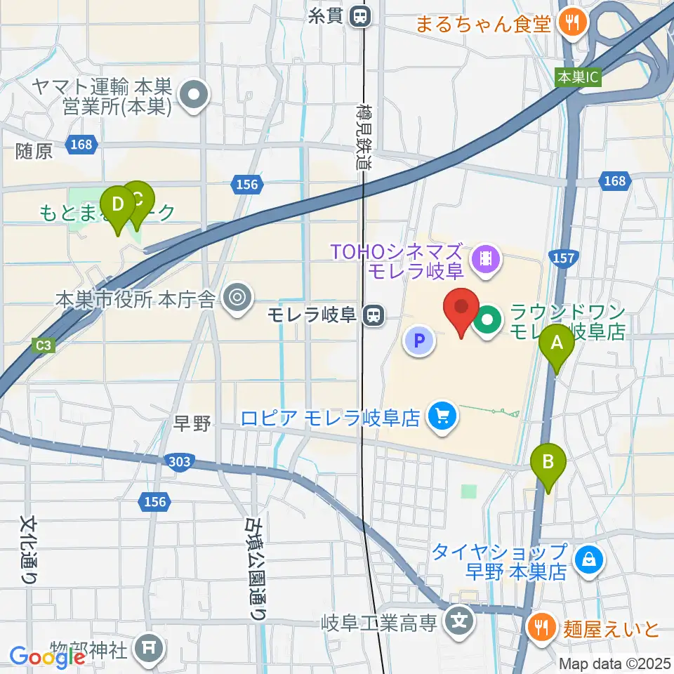 タワーレコード モレラ岐阜店周辺の駐車場・コインパーキング一覧地図