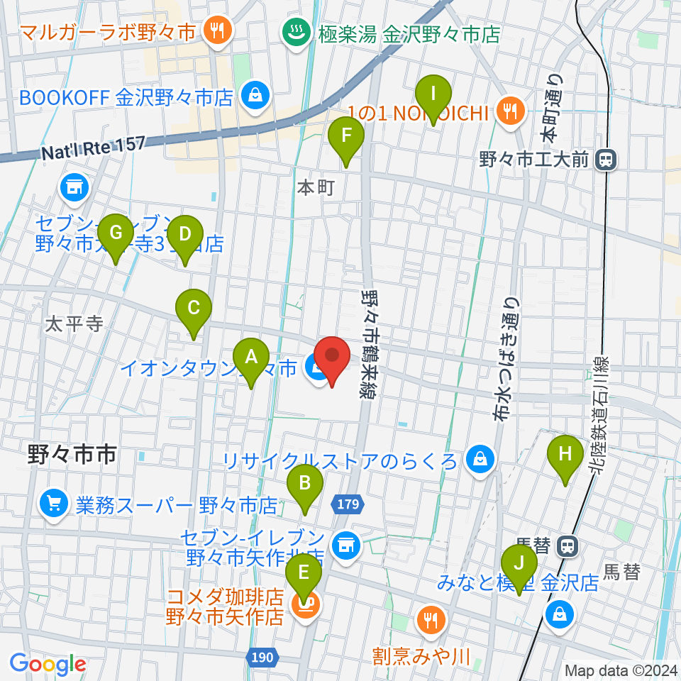 北國新聞文化センター イオンタウン野々市スタジオ周辺の駐車場・コインパーキング一覧地図