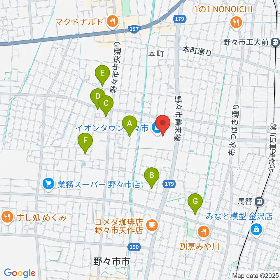 北國新聞文化センター イオンタウン野々市スタジオ周辺の駐車場・コインパーキング一覧地図