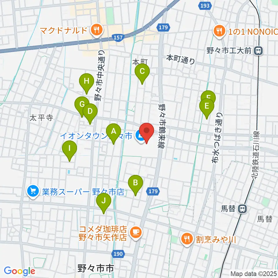 北國新聞文化センター イオンタウン野々市スタジオ周辺の駐車場・コインパーキング一覧地図