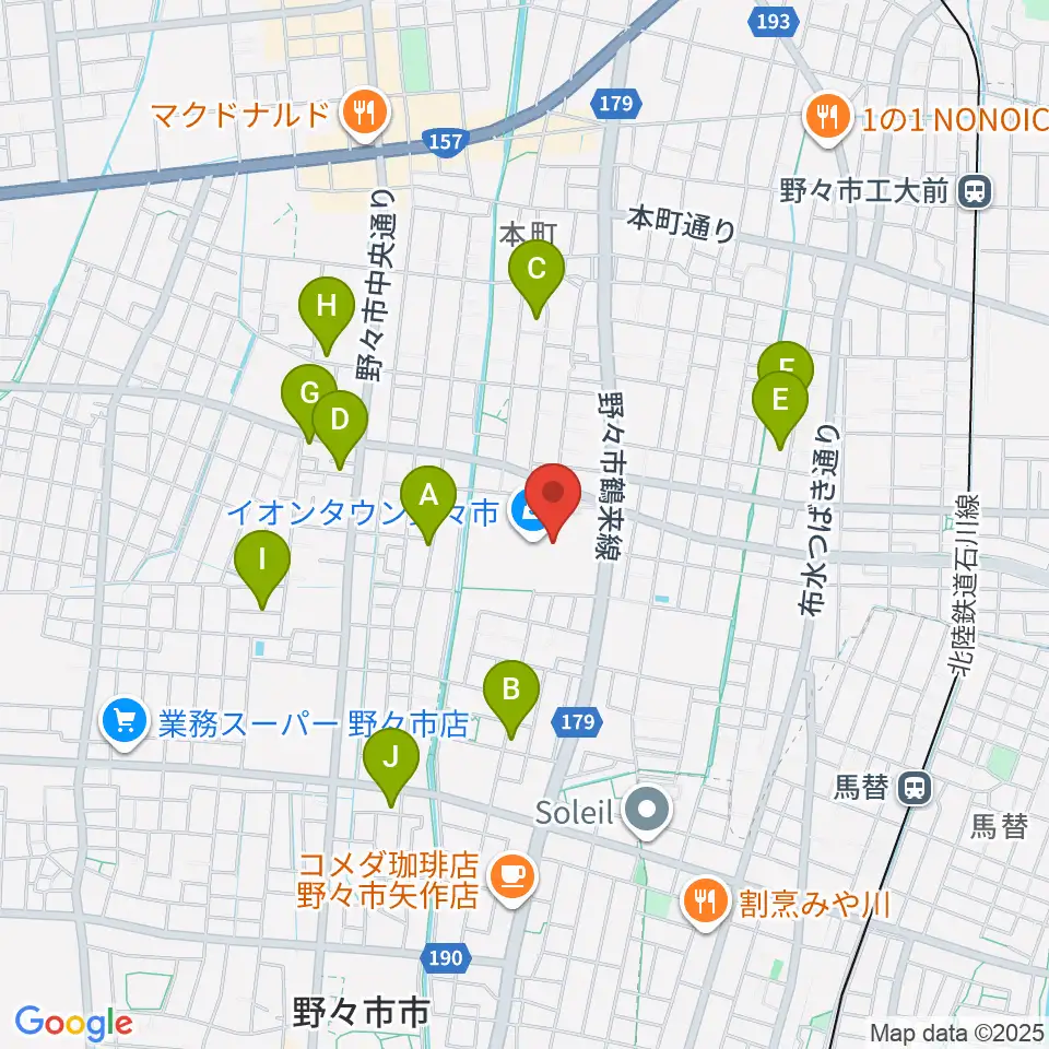 北國新聞文化センター イオンタウン野々市スタジオ周辺の駐車場・コインパーキング一覧地図