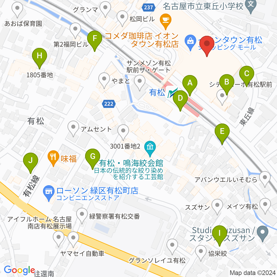 JEUGIAカルチャーセンター イオンタウン有松周辺の駐車場・コインパーキング一覧地図