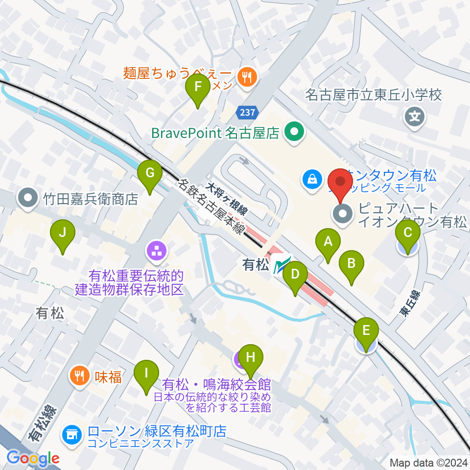 JEUGIAカルチャーセンター イオンタウン有松周辺の駐車場・コインパーキング一覧地図