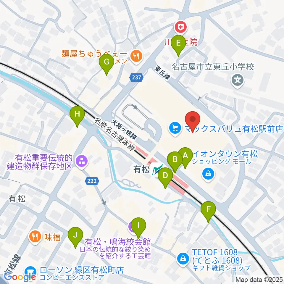 JEUGIAカルチャーセンター イオンタウン有松周辺の駐車場・コインパーキング一覧地図