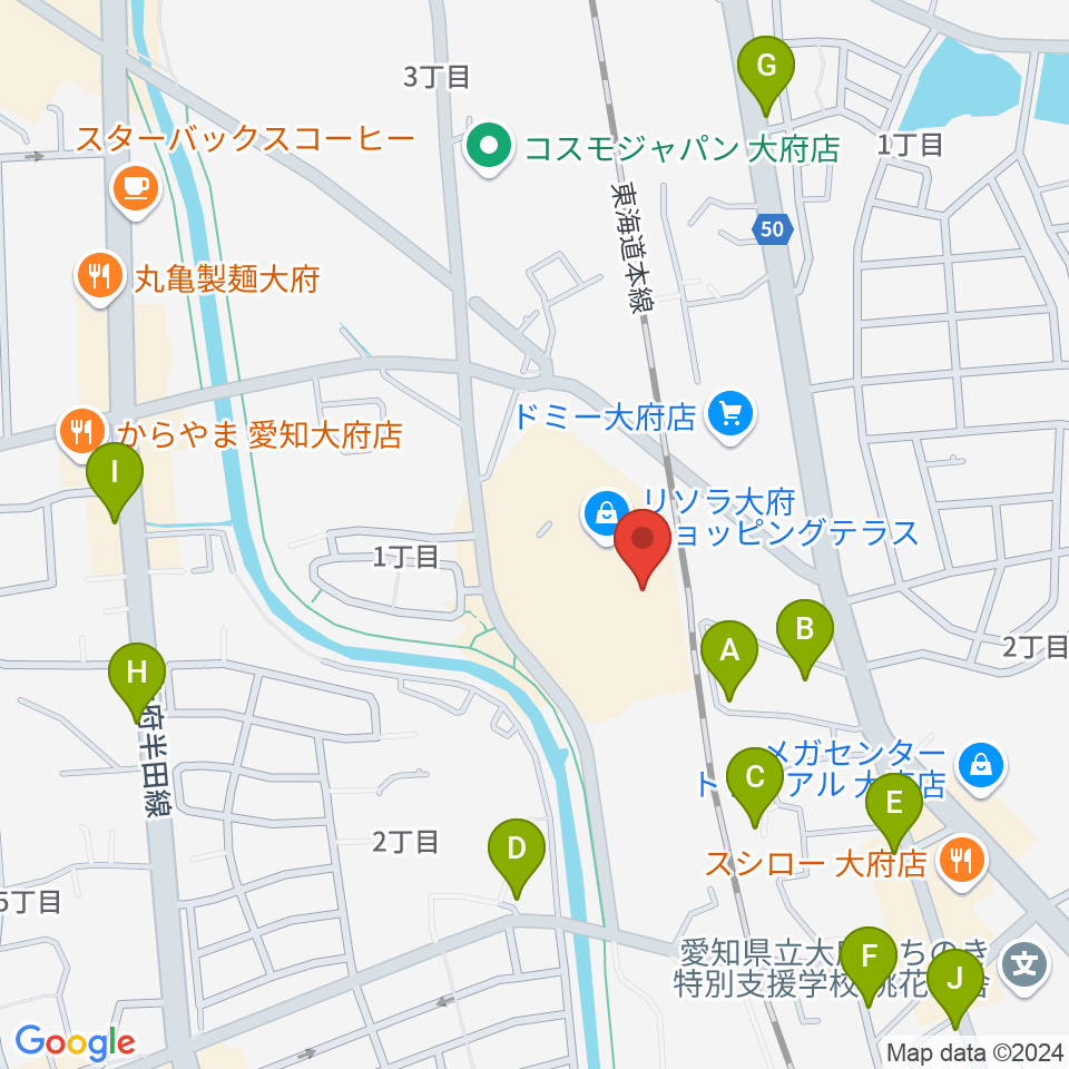 JEUGIAカルチャーセンター リソラ大府周辺の駐車場・コインパーキング一覧地図