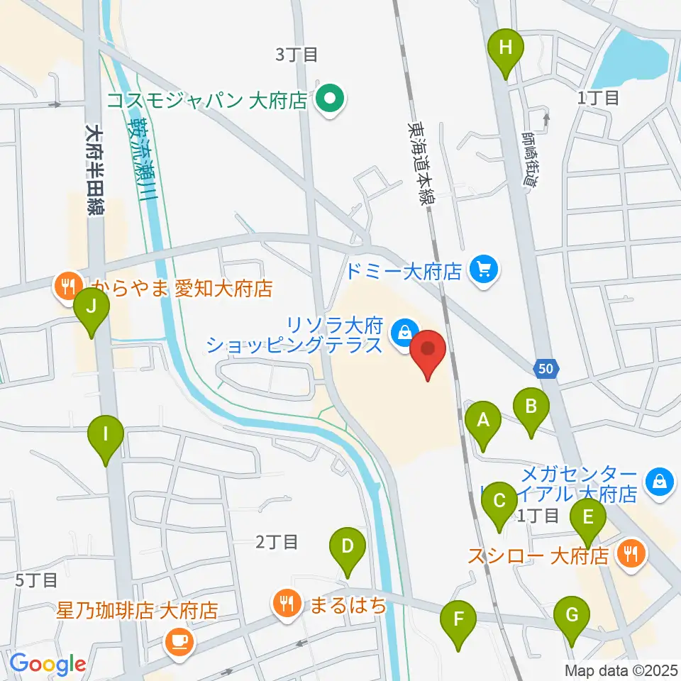 JEUGIAカルチャーセンター リソラ大府周辺の駐車場・コインパーキング一覧地図