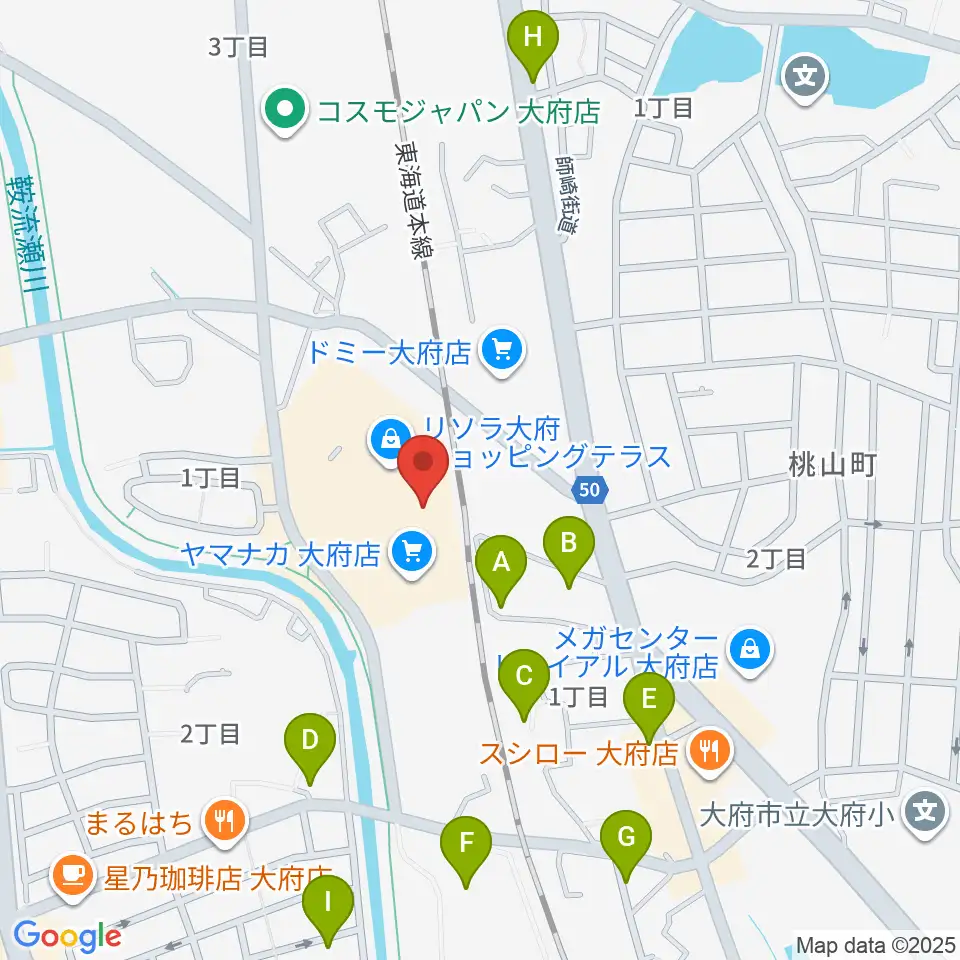 JEUGIAカルチャーセンター リソラ大府周辺の駐車場・コインパーキング一覧地図