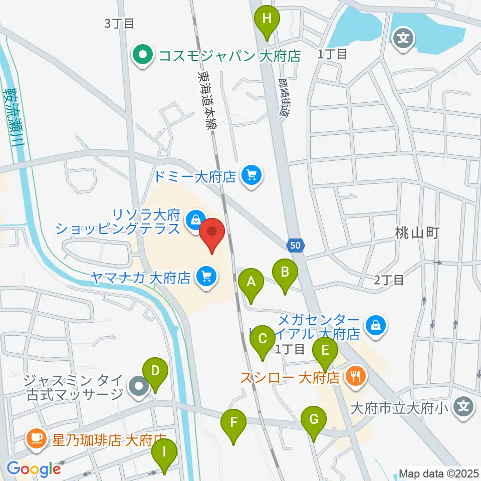 JEUGIAカルチャーセンター リソラ大府周辺の駐車場・コインパーキング一覧地図