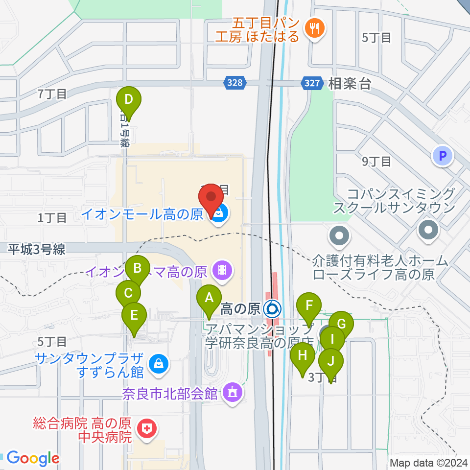 JEUGIAカルチャーセンター イオンモール高の原周辺の駐車場・コインパーキング一覧地図