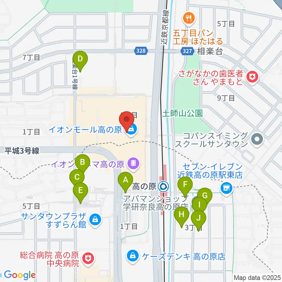JEUGIAカルチャーセンター イオンモール高の原周辺の駐車場・コインパーキング一覧地図