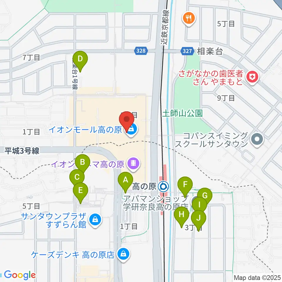 JEUGIAカルチャーセンター イオンモール高の原周辺の駐車場・コインパーキング一覧地図