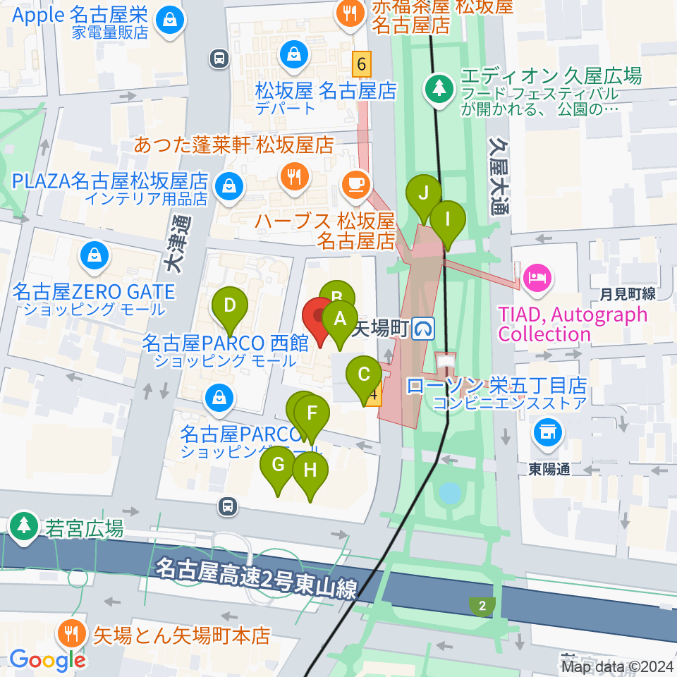 タワーレコード名古屋パルコ店周辺の駐車場・コインパーキング一覧地図