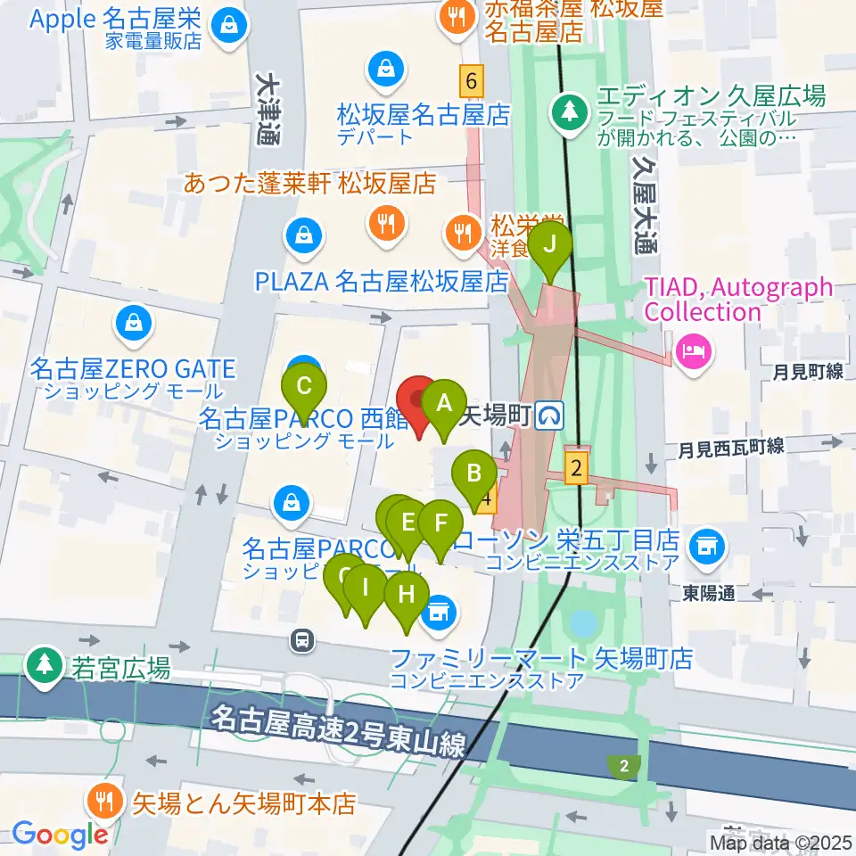 タワーレコード名古屋パルコ店周辺の駐車場・コインパーキング一覧地図