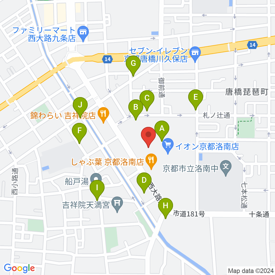 JEUGIAカルチャーセンター イオン洛南周辺の駐車場・コインパーキング一覧地図