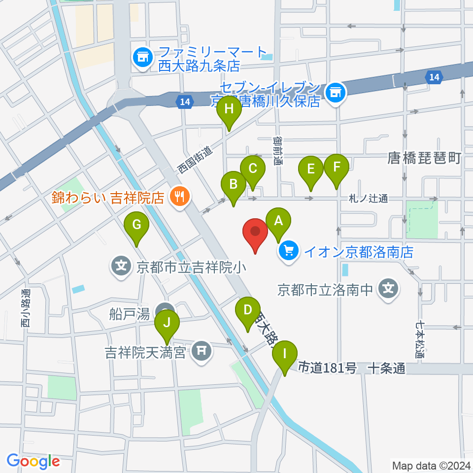 JEUGIAカルチャーセンター イオン洛南周辺の駐車場・コインパーキング一覧地図