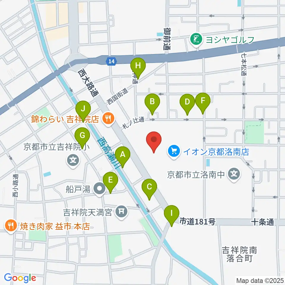 JEUGIAカルチャーセンター イオン洛南周辺の駐車場・コインパーキング一覧地図