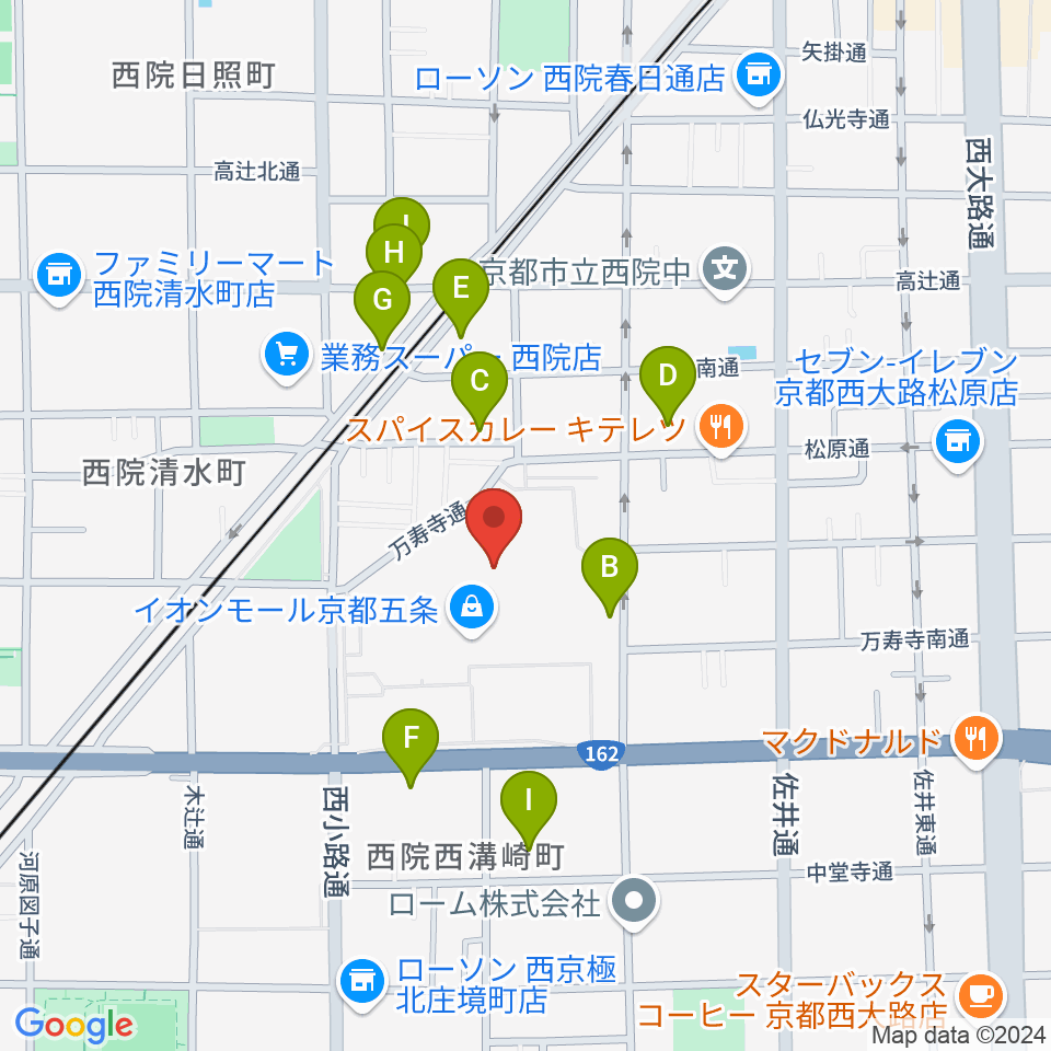 JEUGIAカルチャーセンター イオンモール京都五条周辺の駐車場・コインパーキング一覧地図