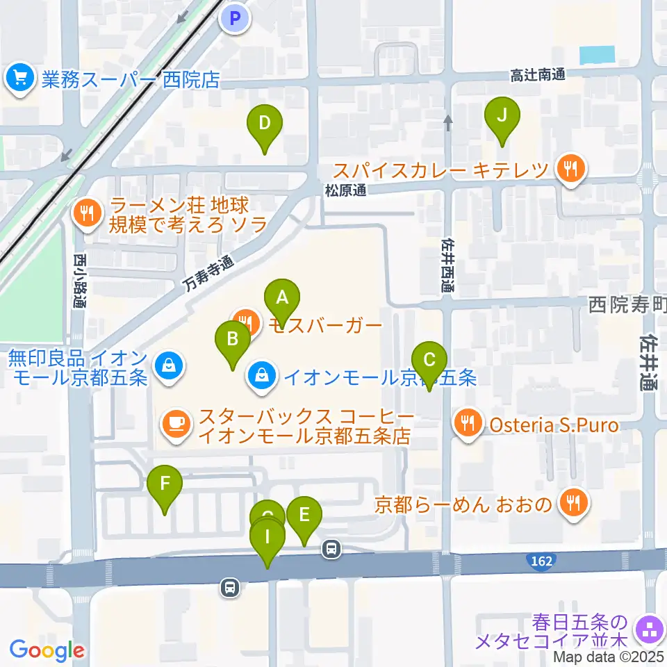 JEUGIAカルチャーセンター イオンモール京都五条周辺の駐車場・コインパーキング一覧地図