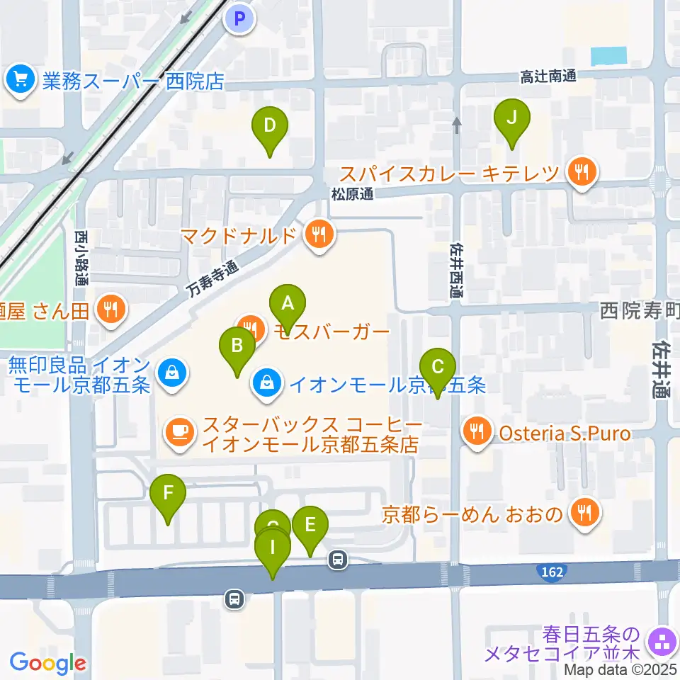 JEUGIAカルチャーセンター イオンモール京都五条周辺の駐車場・コインパーキング一覧地図