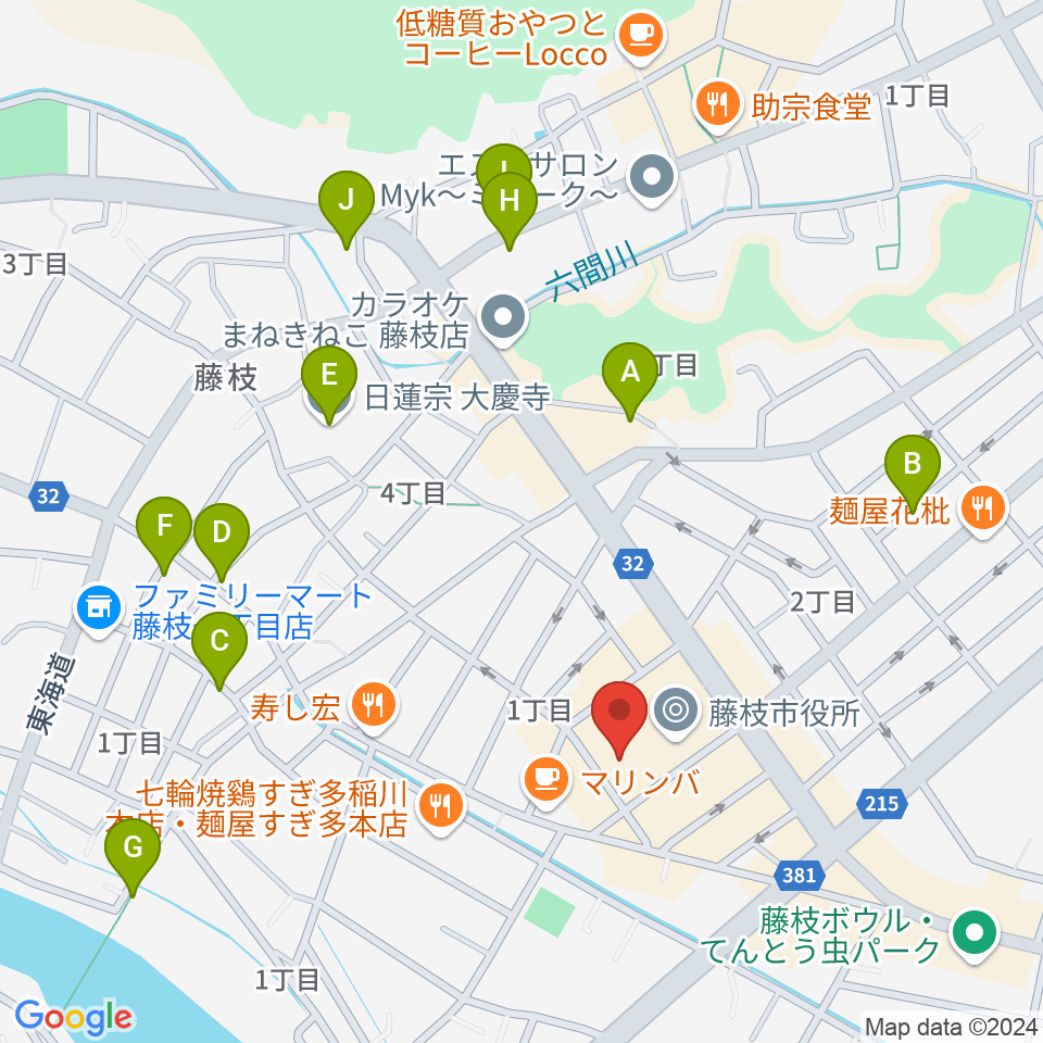 藤枝市民会館周辺の駐車場・コインパーキング一覧地図