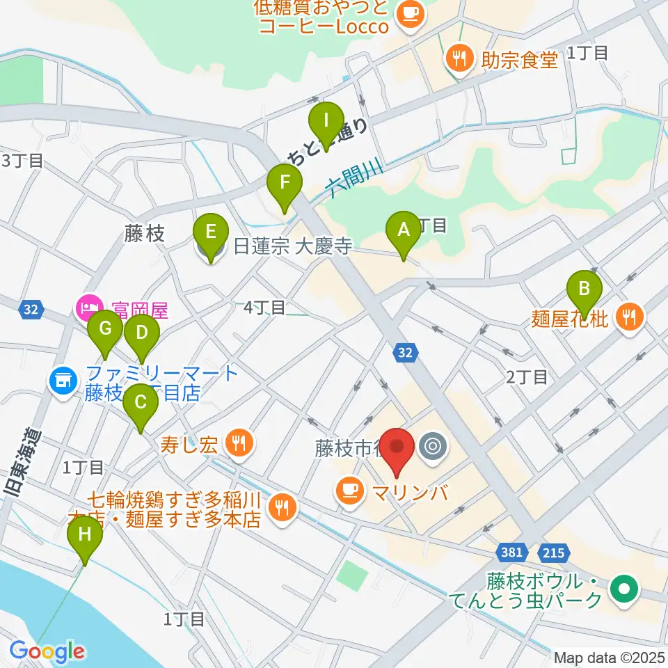 藤枝市民会館周辺の駐車場・コインパーキング一覧地図