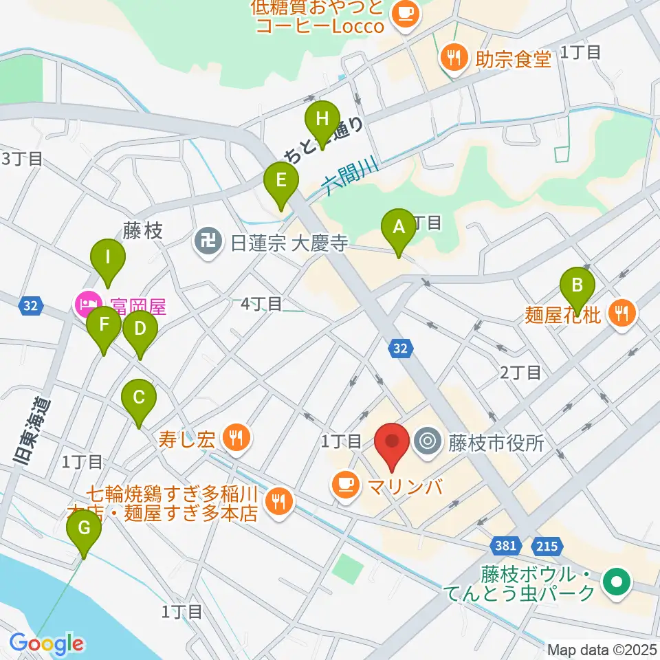 藤枝市民会館周辺の駐車場・コインパーキング一覧地図