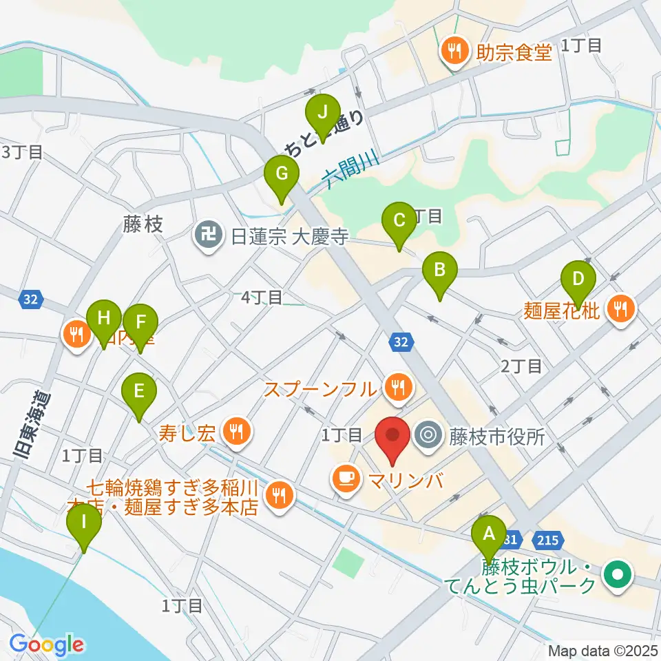 藤枝市民会館周辺の駐車場・コインパーキング一覧地図