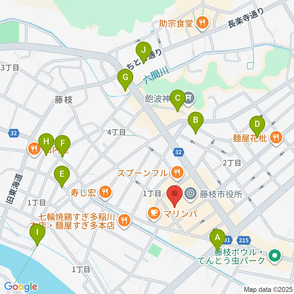 藤枝市民会館周辺の駐車場・コインパーキング一覧地図