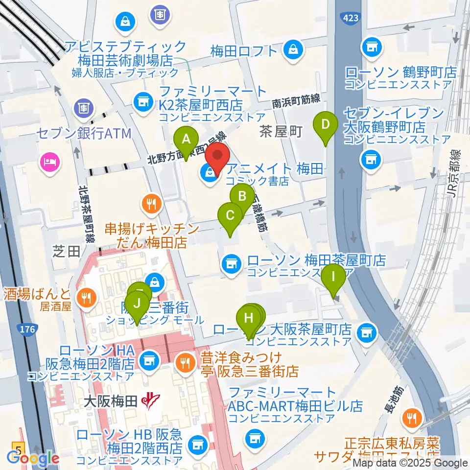 タワーレコード梅田NU茶屋町店周辺の駐車場・コインパーキング一覧地図