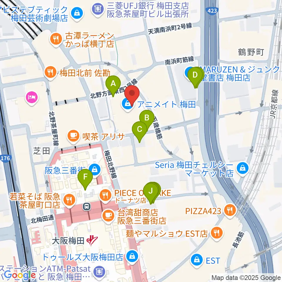 タワーレコード梅田NU茶屋町店周辺の駐車場・コインパーキング一覧地図