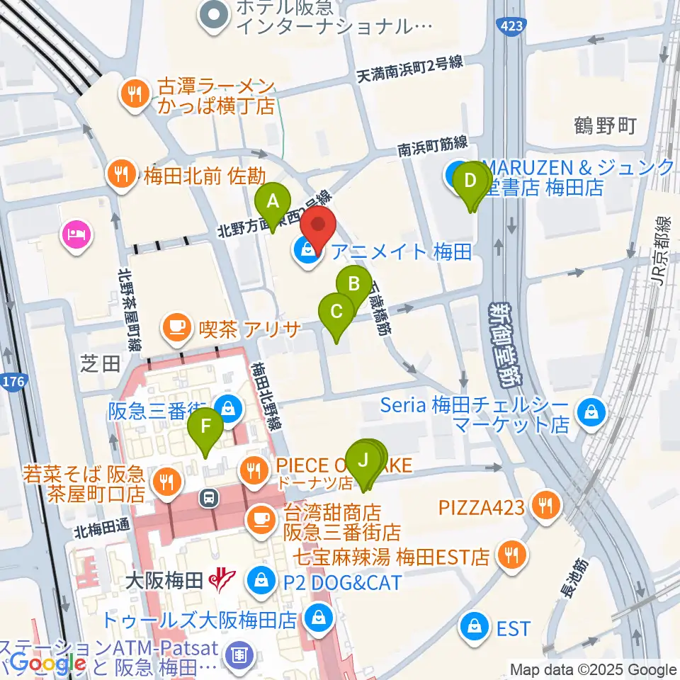 タワーレコード梅田NU茶屋町店周辺の駐車場・コインパーキング一覧地図