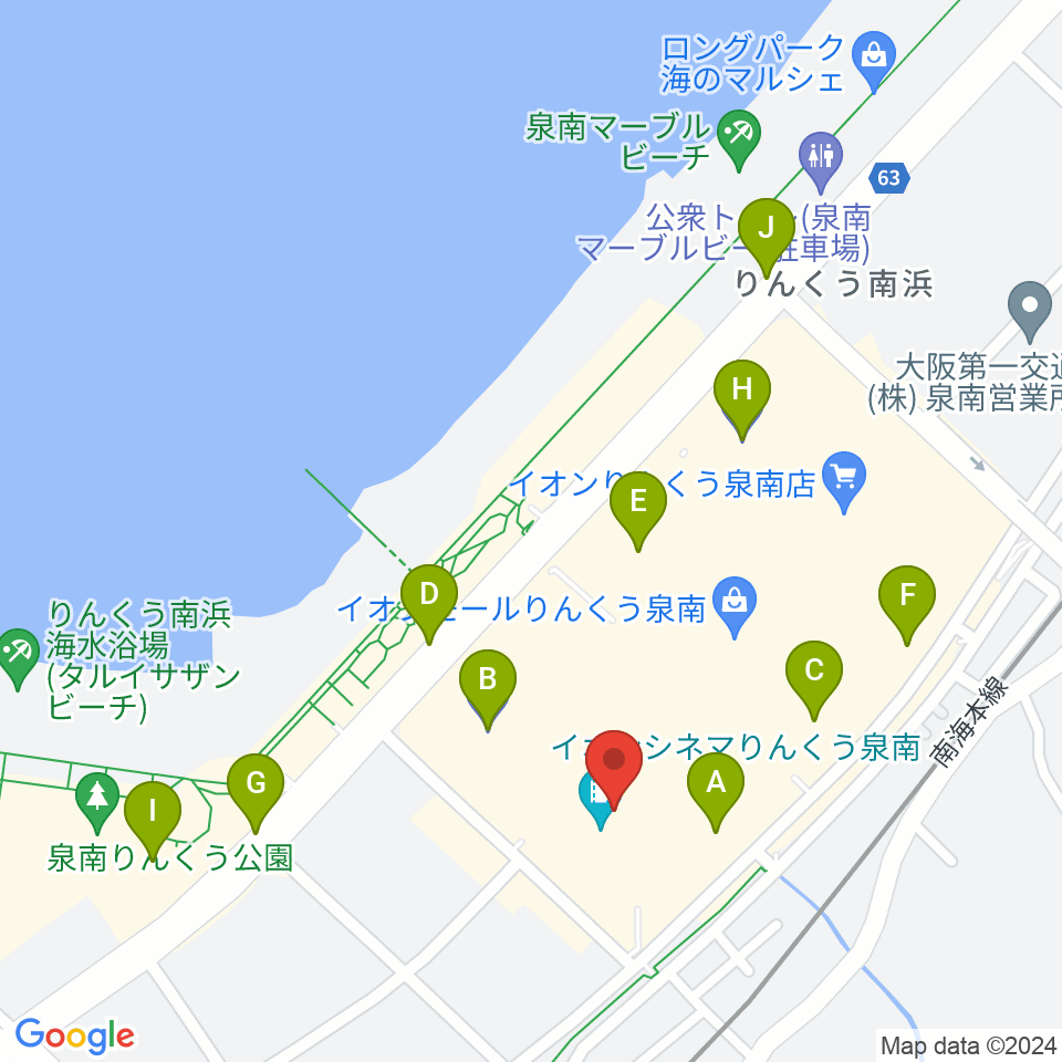 JEUGIAカルチャーセンター イオンモールりんくう泉南周辺の駐車場・コインパーキング一覧地図