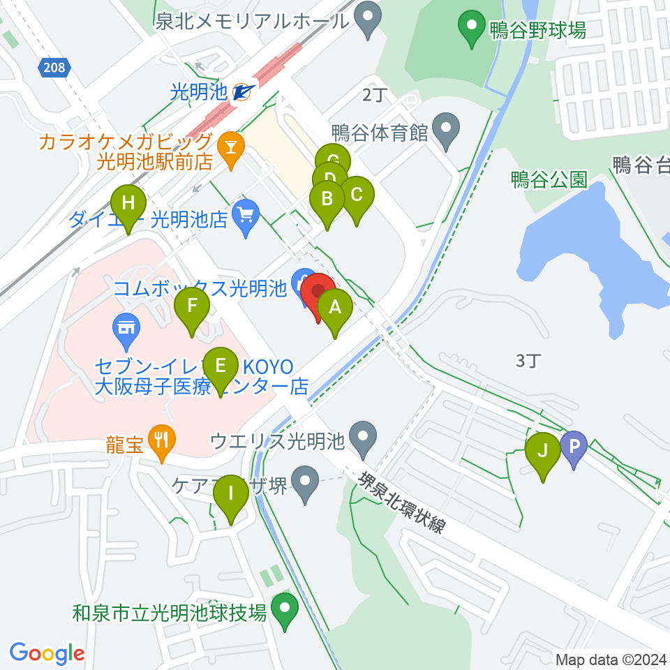 JEUGIAカルチャーセンター 光明池周辺の駐車場・コインパーキング一覧地図