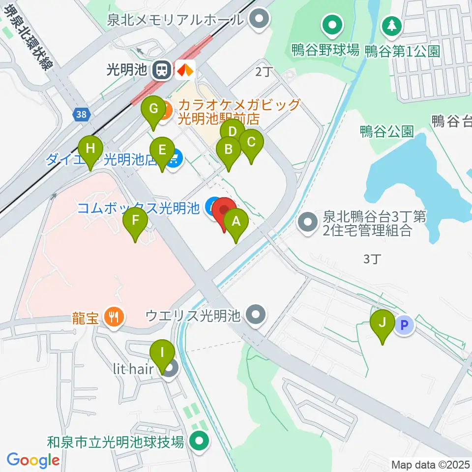 JEUGIAカルチャーセンター 光明池周辺の駐車場・コインパーキング一覧地図