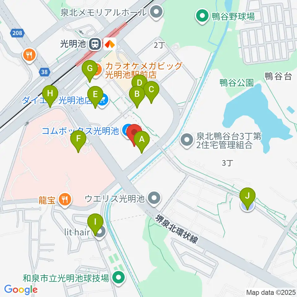 JEUGIAカルチャーセンター 光明池周辺の駐車場・コインパーキング一覧地図