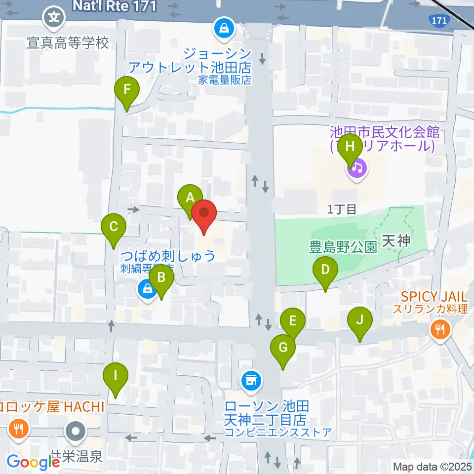 池田市立カルチャープラザ周辺の駐車場・コインパーキング一覧地図