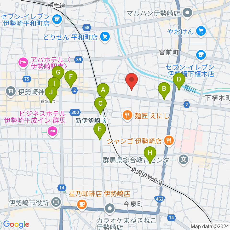 ダストボウル伊勢崎店周辺の駐車場・コインパーキング一覧地図