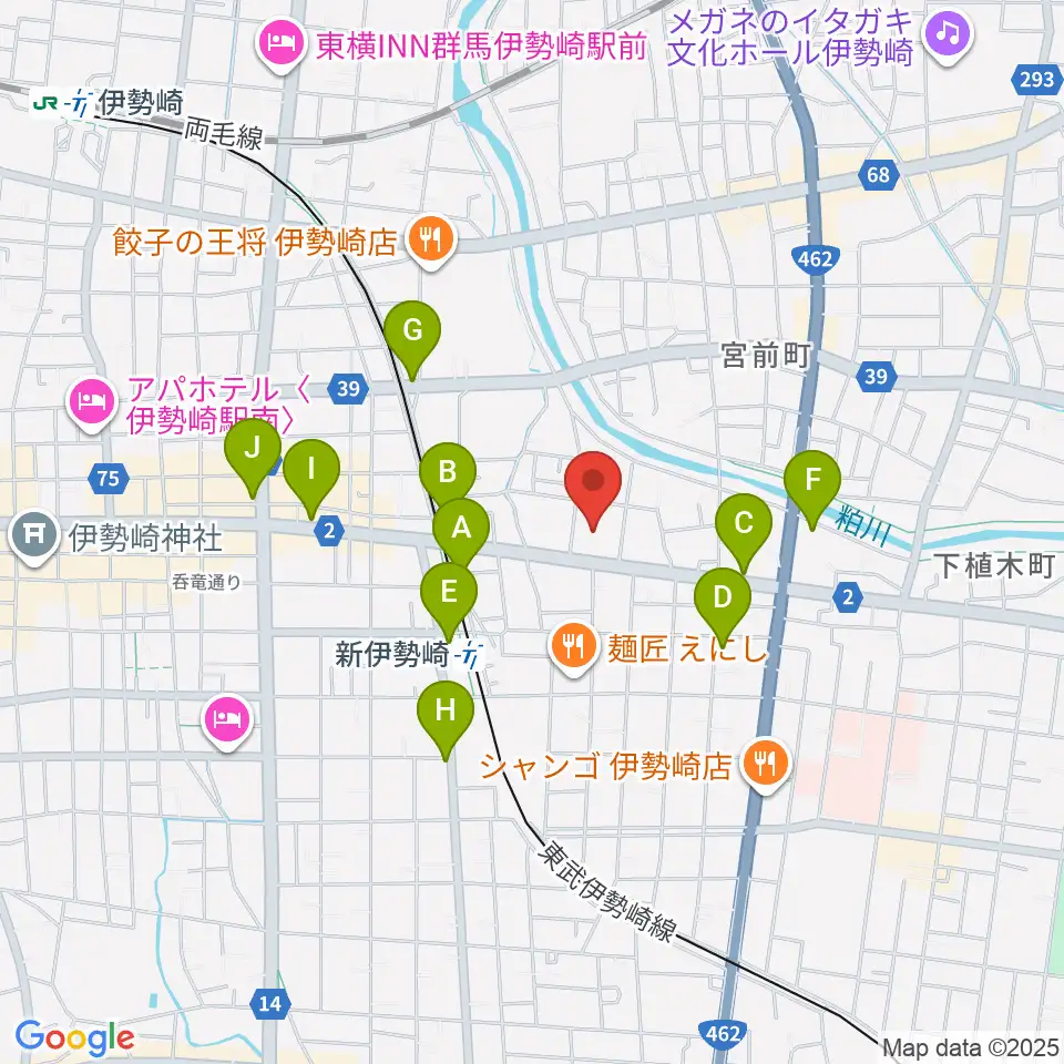 ダストボウル伊勢崎店周辺の駐車場・コインパーキング一覧地図