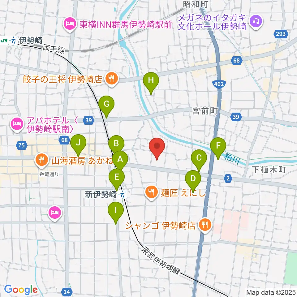 ダストボウル伊勢崎店周辺の駐車場・コインパーキング一覧地図