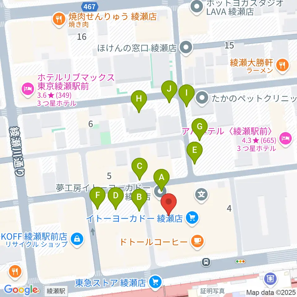 セブンカルチャークラブ綾瀬周辺の駐車場・コインパーキング一覧地図