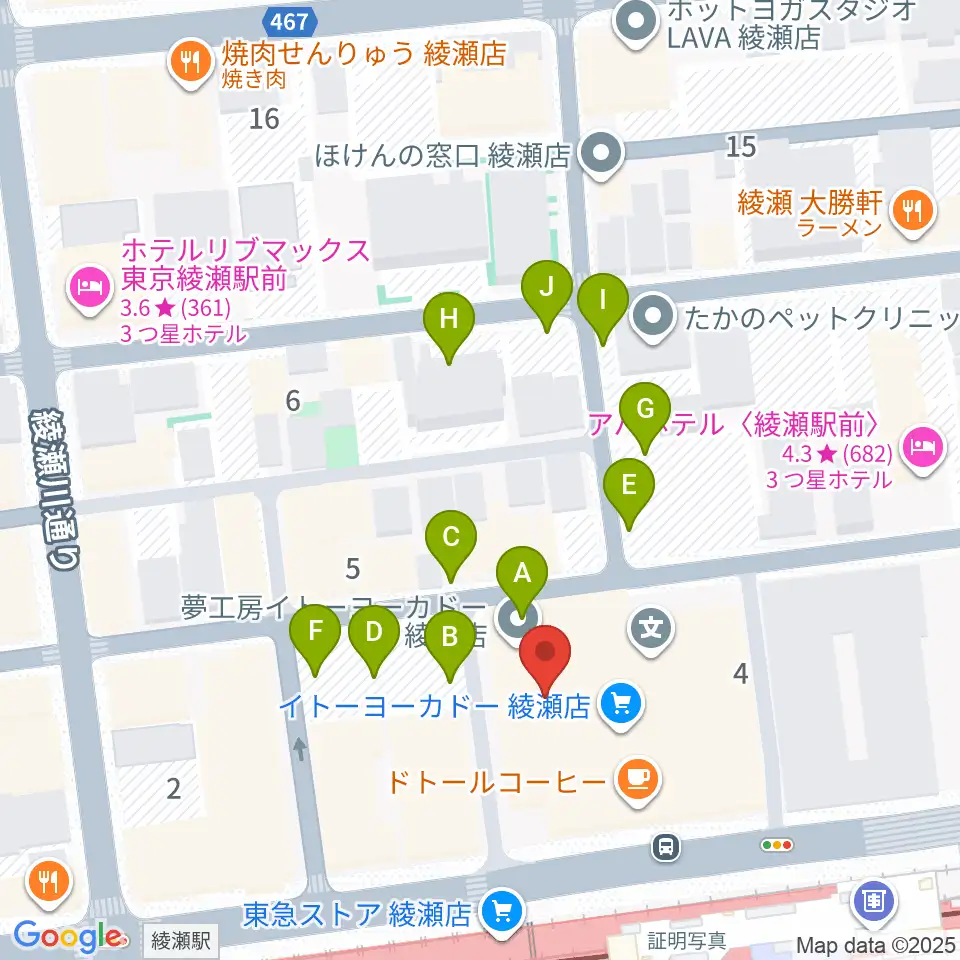 セブンカルチャークラブ綾瀬周辺の駐車場・コインパーキング一覧地図