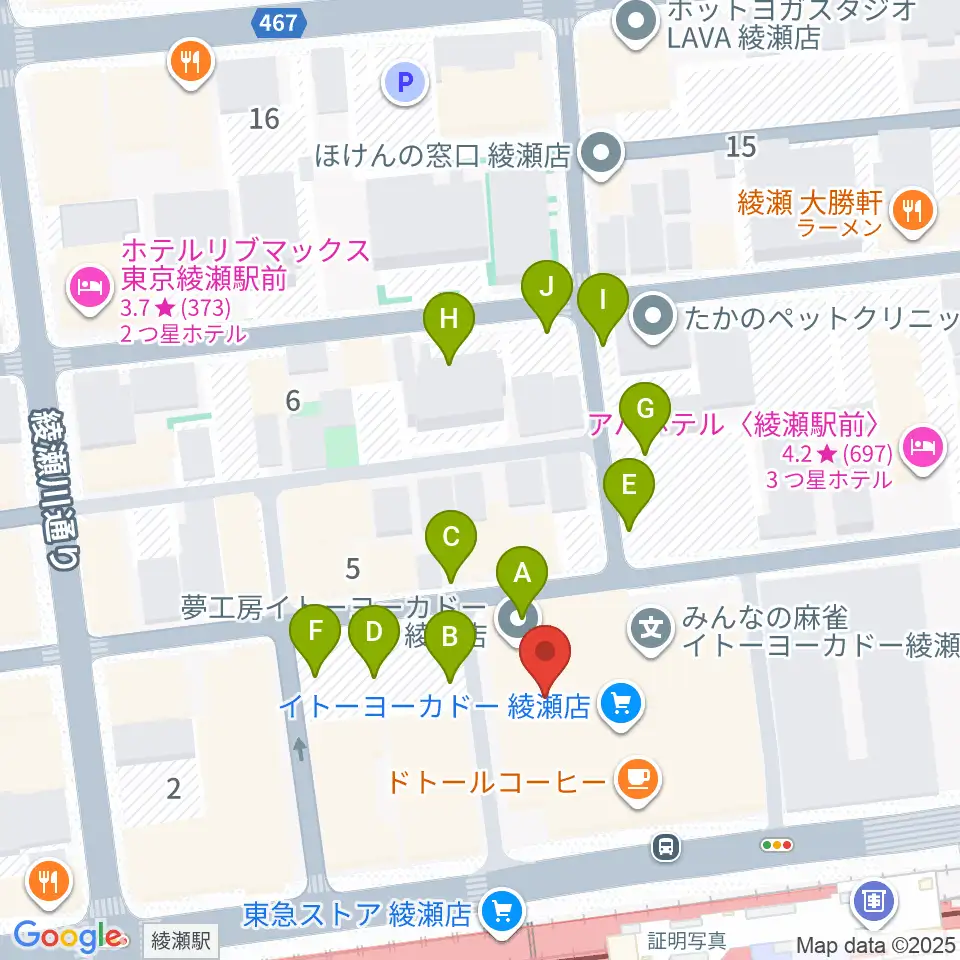 セブンカルチャークラブ綾瀬周辺の駐車場・コインパーキング一覧地図