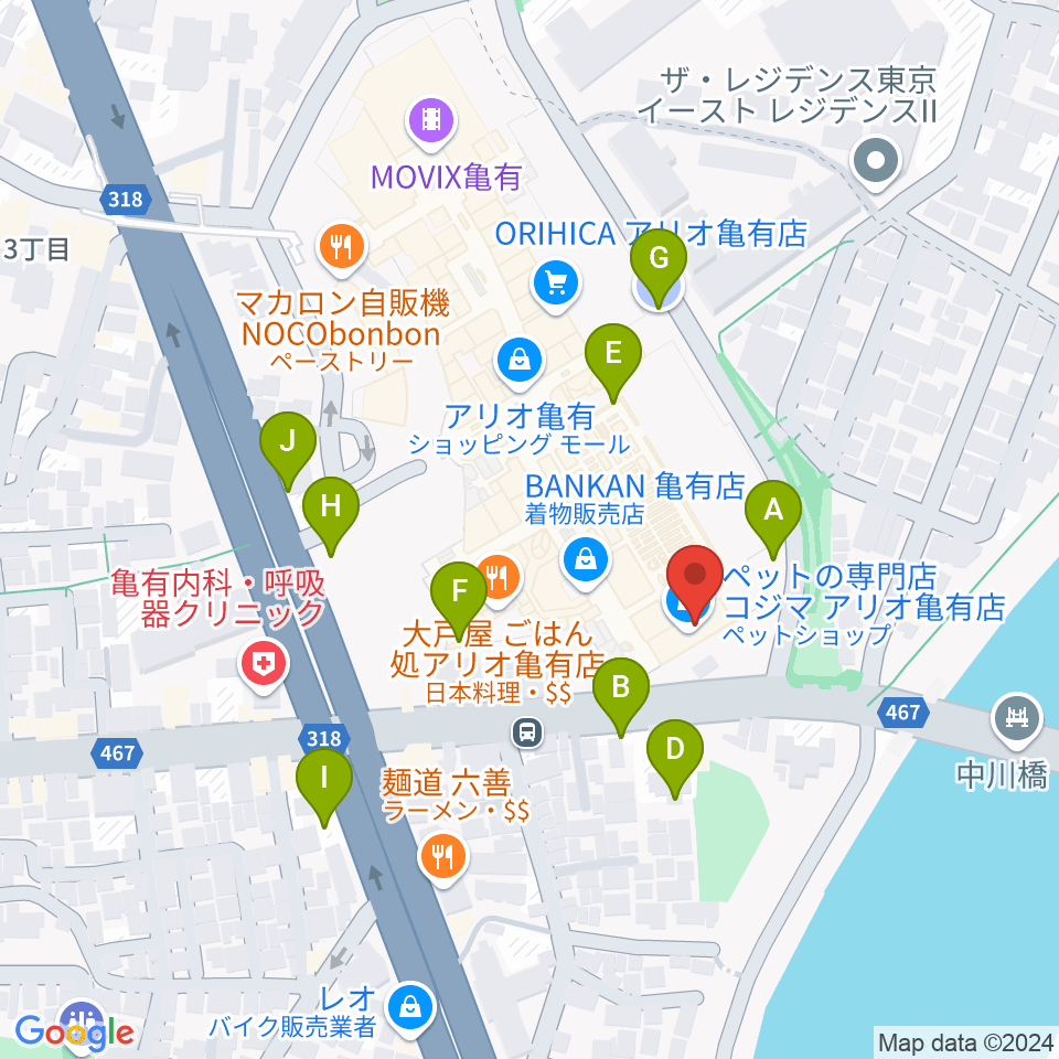 セブンカルチャークラブ亀有周辺の駐車場・コインパーキング一覧地図