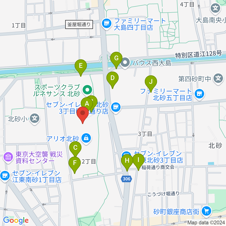 セブンカルチャークラブ北砂周辺の駐車場・コインパーキング一覧地図