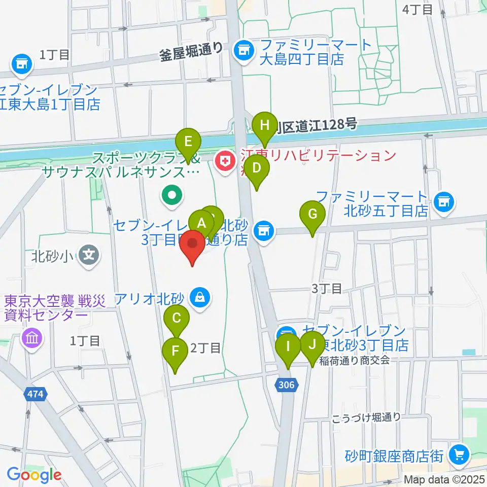 セブンカルチャークラブ北砂周辺の駐車場・コインパーキング一覧地図