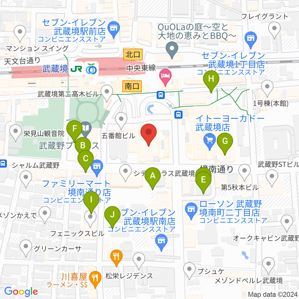 セブンカルチャークラブ武蔵境周辺の駐車場・コインパーキング一覧地図