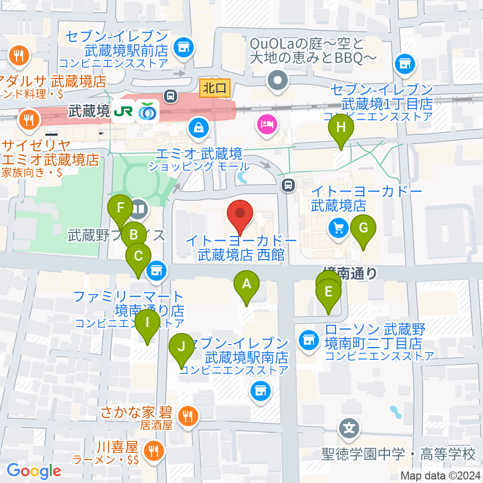 セブンカルチャークラブ武蔵境周辺の駐車場・コインパーキング一覧地図