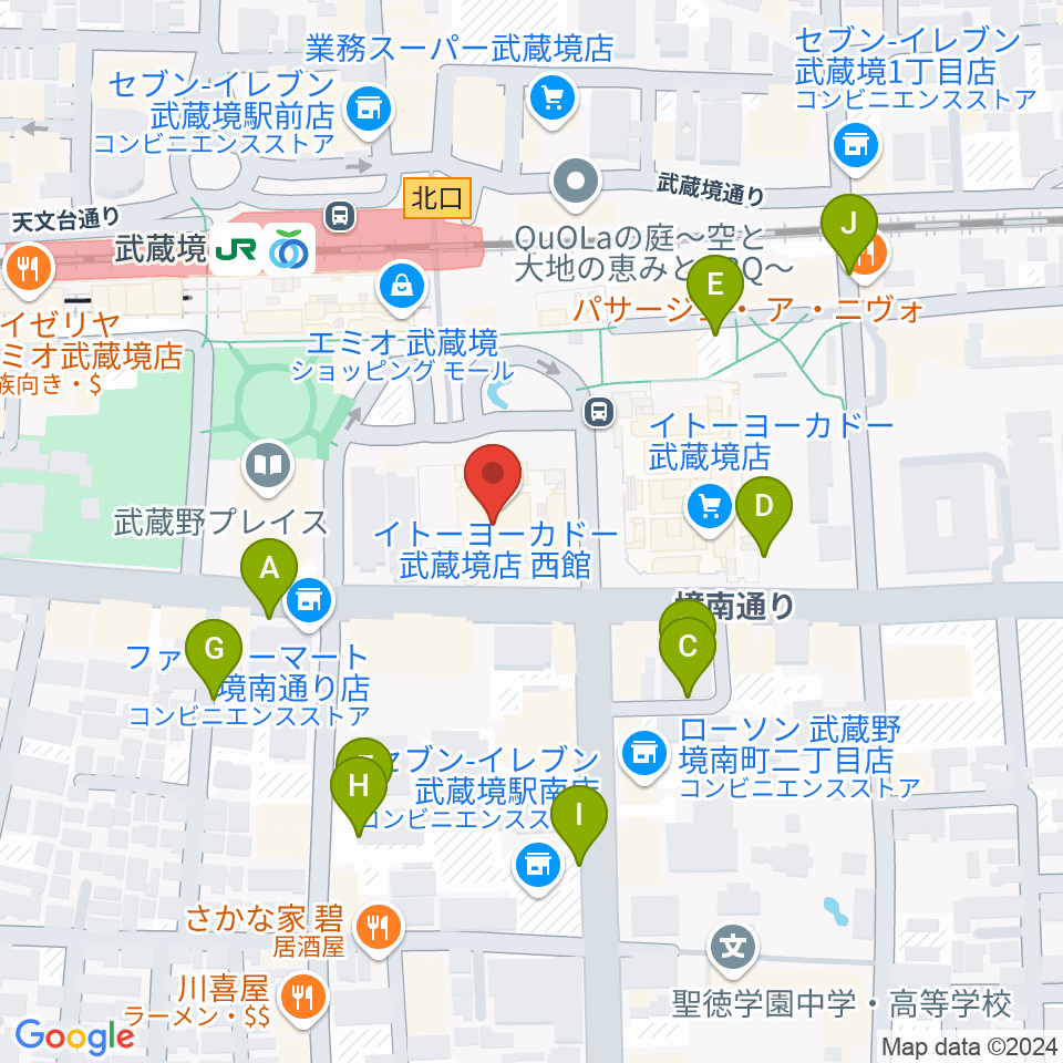 セブンカルチャークラブ武蔵境周辺の駐車場・コインパーキング一覧地図