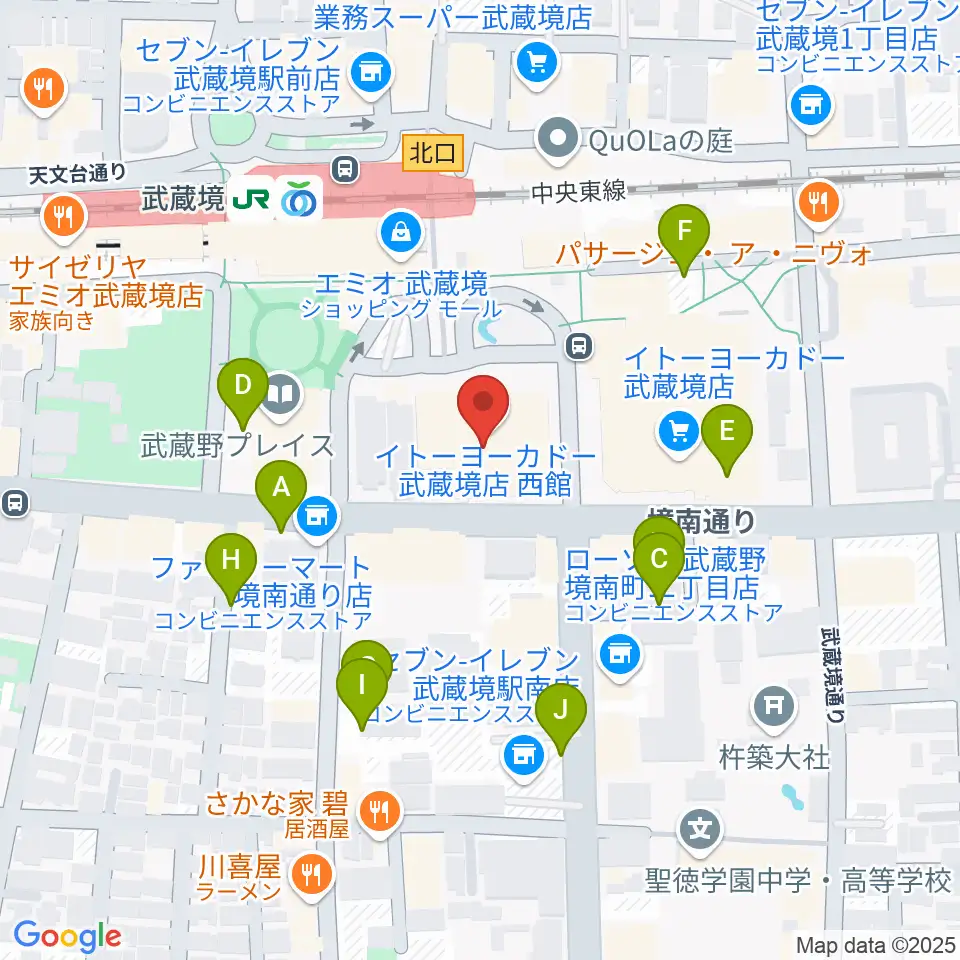 セブンカルチャークラブ武蔵境周辺の駐車場・コインパーキング一覧地図