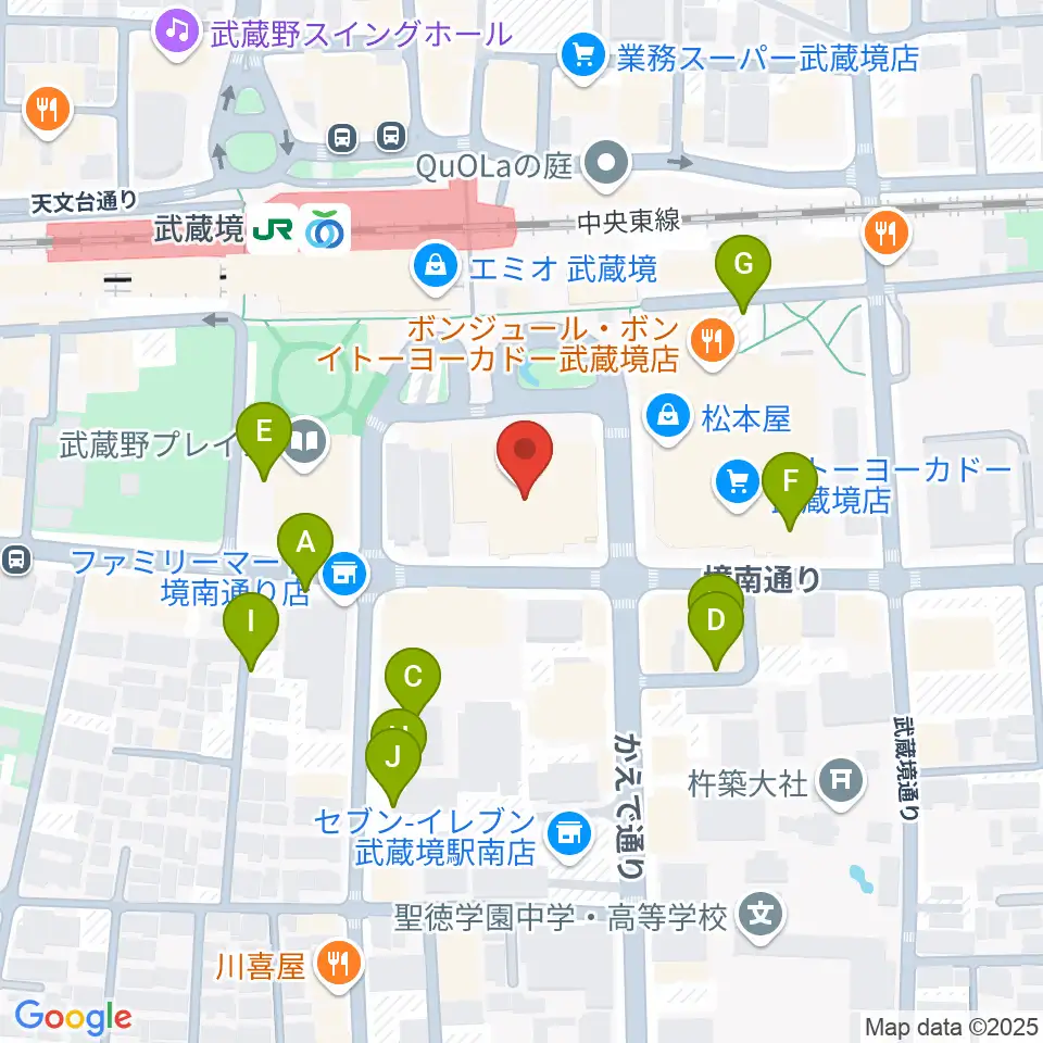 セブンカルチャークラブ武蔵境周辺の駐車場・コインパーキング一覧地図